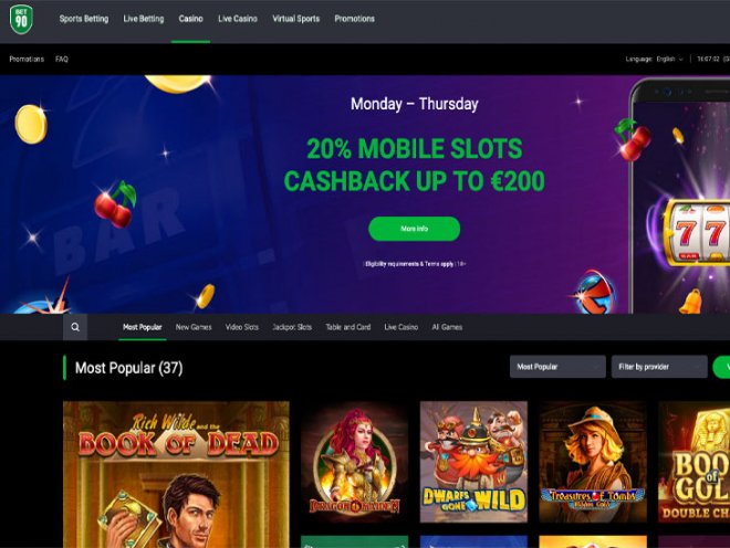 Bet90 Casino Screenshot