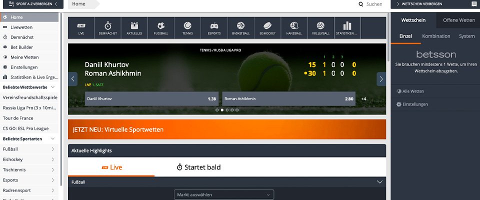 Betsson Sportwetten